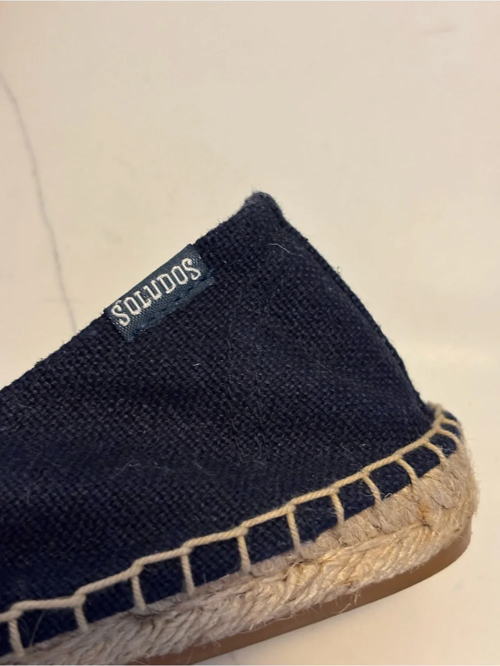Soludos Black Canvas Slip-On Espadrilles with White Signature